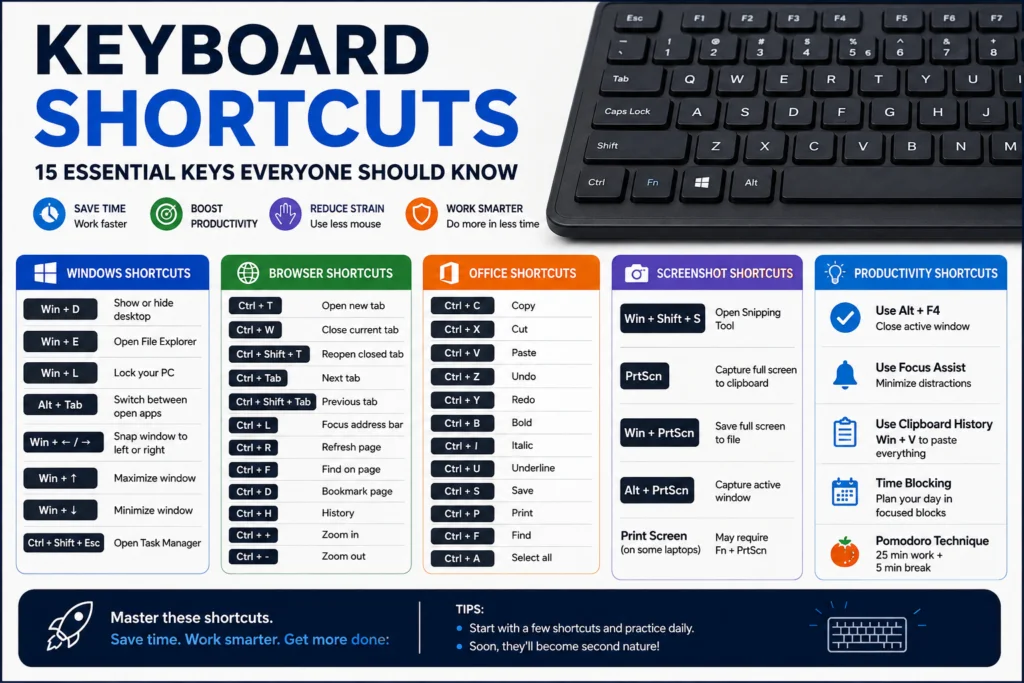 Keyboard Shortcuts: 15 Essential Keys
